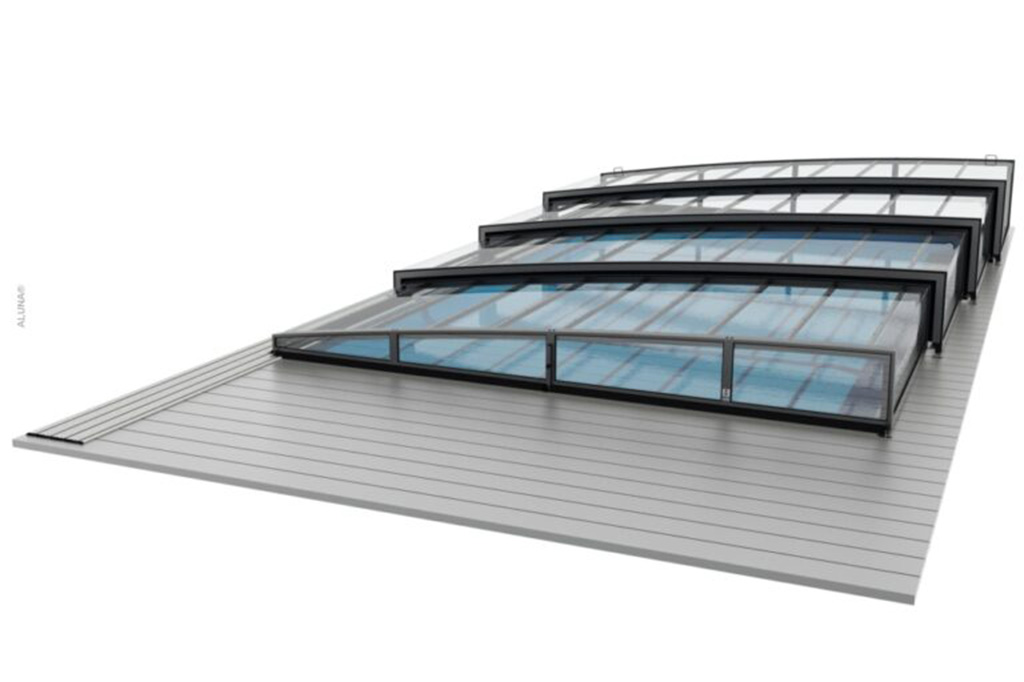 Flache Poolüberdachung Aluna® Neo Light R1 Flache Poolüberdachung Aluna® Neo Light R1