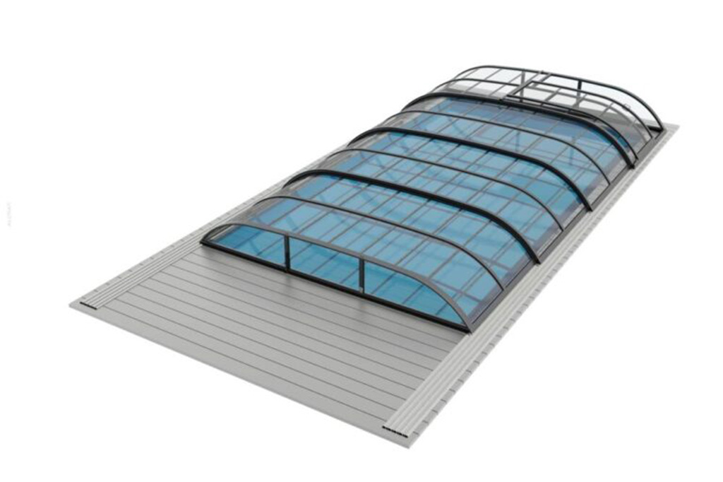 Niedrige Schwimmbadüberdachung Aluna® Wave Pro Niedrige Schwimmbadüberdachung Aluna® Wave Pro